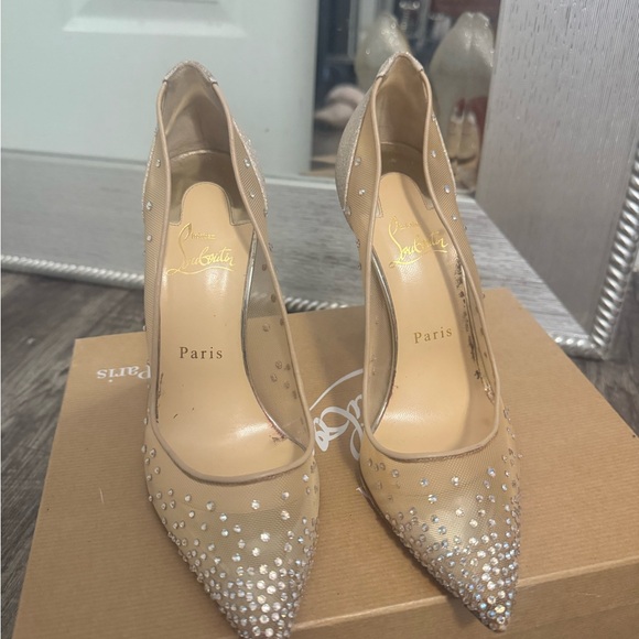 Christian Louboutin Tan Studded Heels